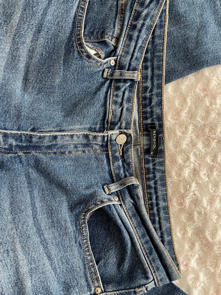 Kadın Lacivert Bol Kesim Midi Kot Pantolon - Görsel 5