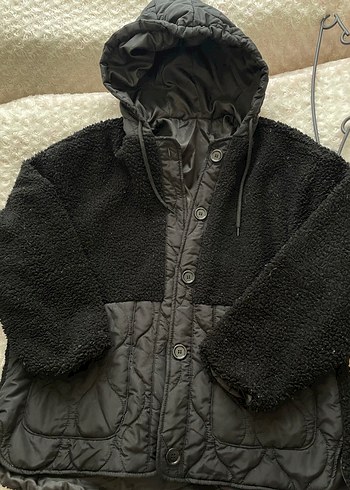 Düğmeli Kapüşonlu Gri Kadın Ceket - Görsel 4