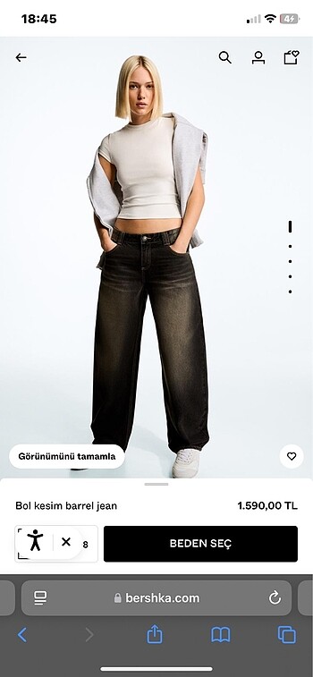 bershka barrel baggy jean