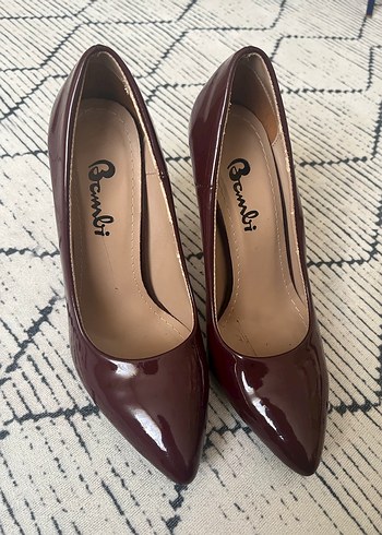 Bordo Parlak Stiletto Yılan Desenli Tokalı - Görsel 3