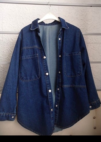 Düğmeli Mavi Kadın Denim Ceket