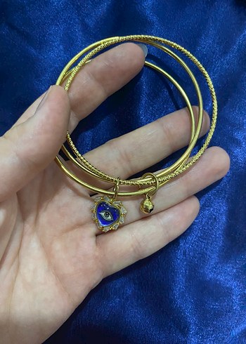 swarovski Zincir Detaylı Parlak Altın Bilezik Seti