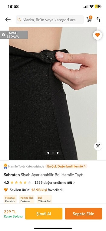 Bel ayarlı hamile taytı siyah 44 - 46 beden - Görsel 5