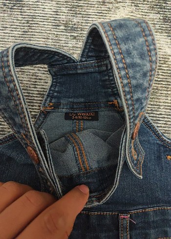 24-36 Ay Beden Kız Çocuk Mavi Denim Salopet