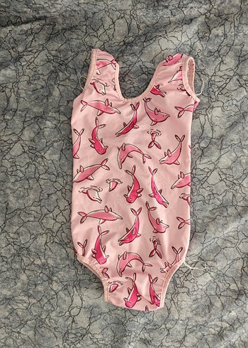 Kız Çocuk Pembe Desenli Dantelli Mayo