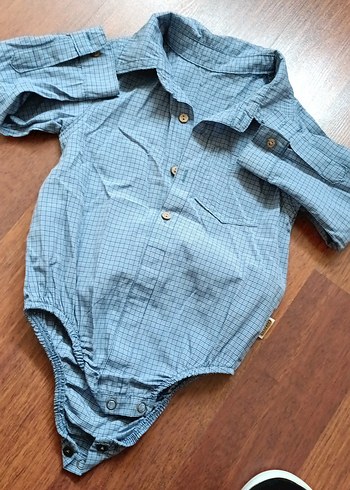 Uzun Kollu Düğmeli Bebek Body Gömlek - Görsel 2