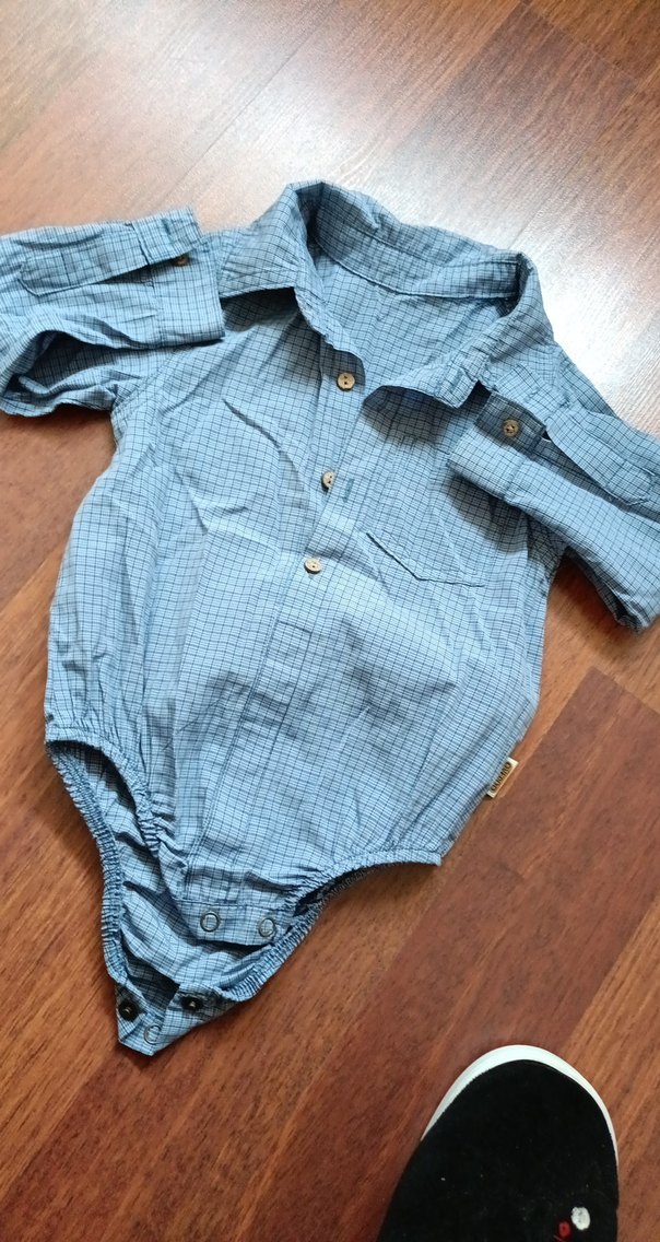 Uzun Kollu Düğmeli Bebek Body Gömlek - Görsel 2