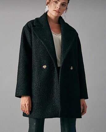 oversize siyah kaşe kaban