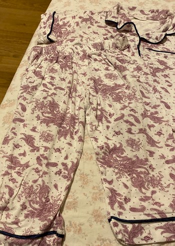 Bordo Desenli Midi Kadın Pijama Takımı