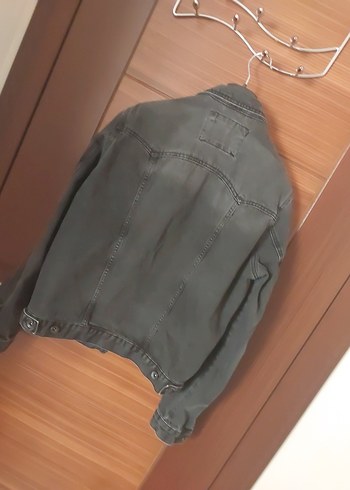 s Beden gri Renk LCW Gri Kadın Denim Ceket Düğmeli Uzun Kollu