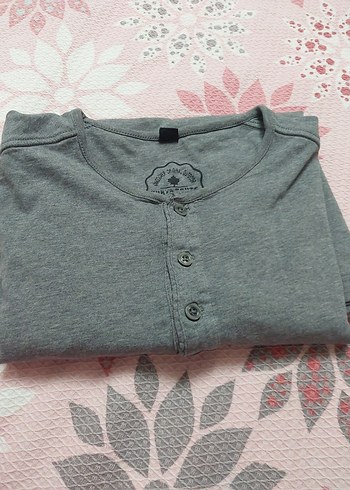 Gri Erkek Uzun Kollu Düğmeli Pijama Üst - Görsel 6