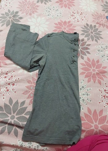 Gri Erkek Uzun Kollu Düğmeli Pijama Üst - Görsel 5