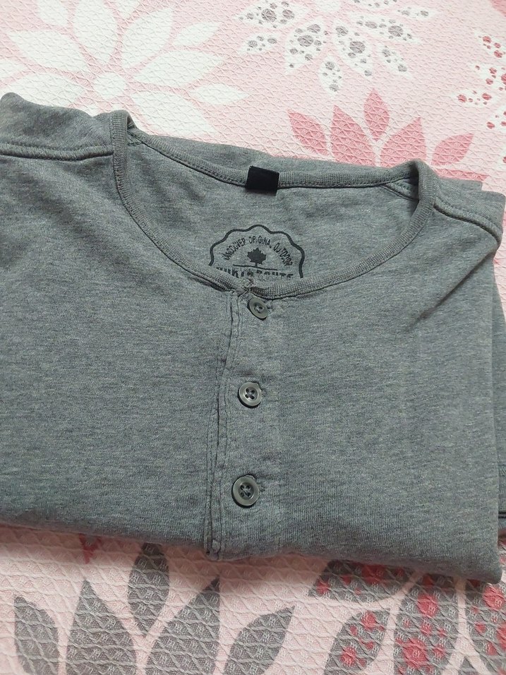 Gri Erkek Uzun Kollu Düğmeli Pijama Üst - Görsel 2