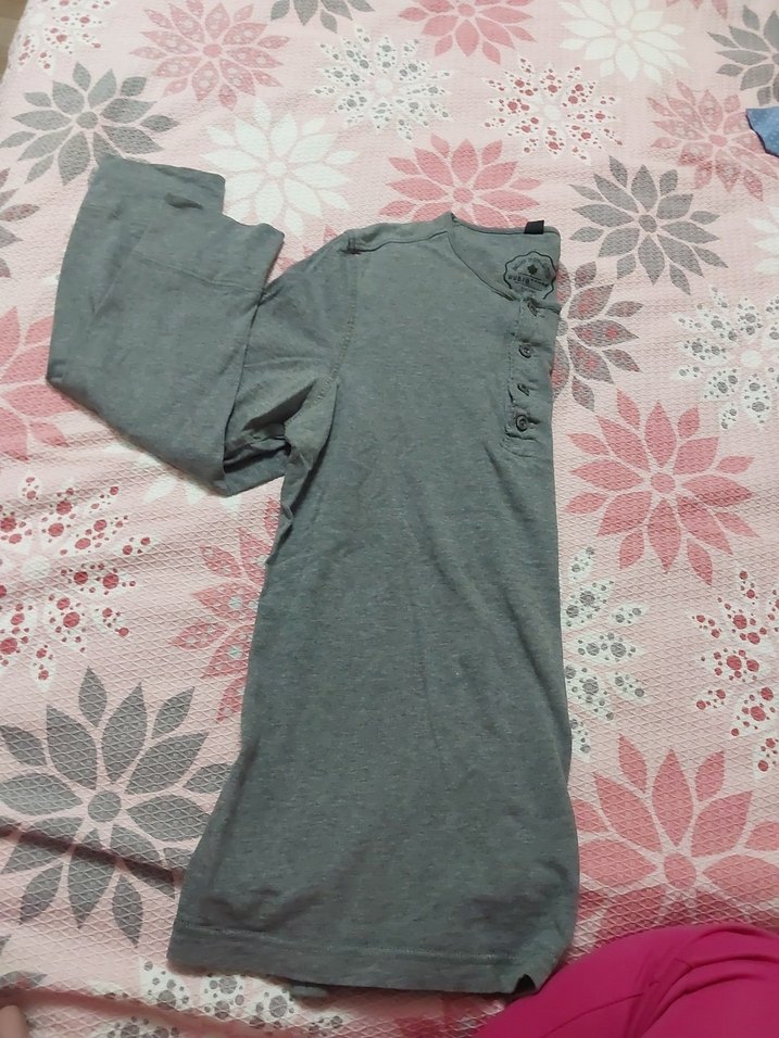 Gri Erkek Uzun Kollu Düğmeli Pijama Üst - Görsel 5