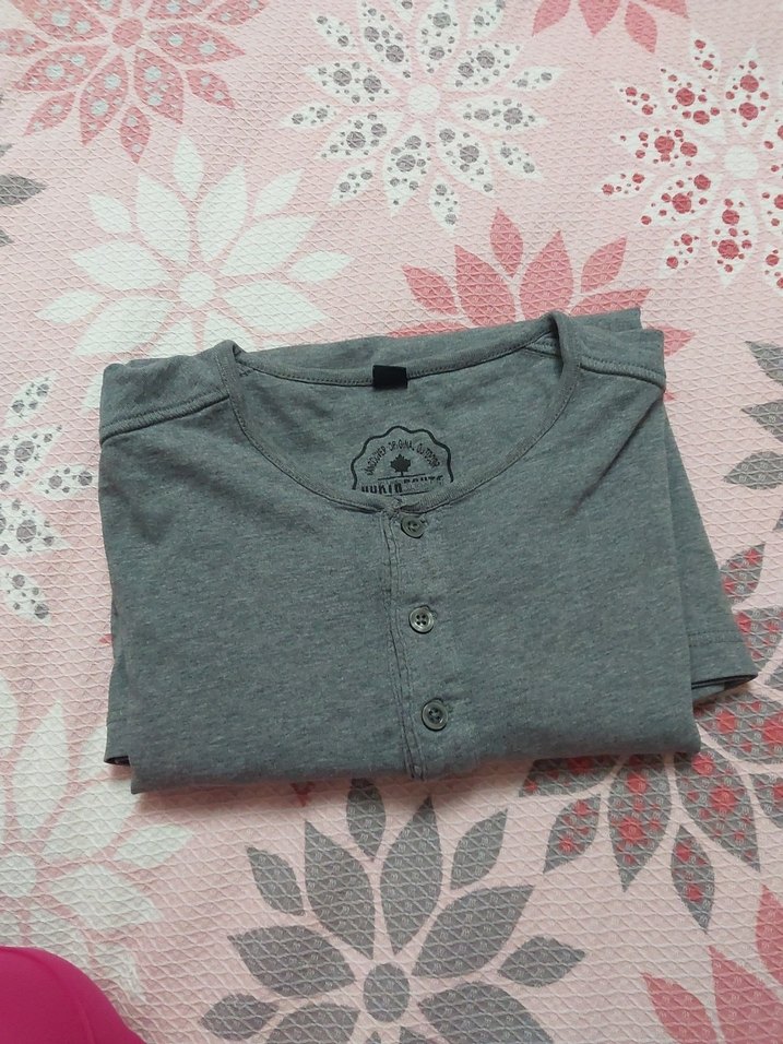 Gri Erkek Uzun Kollu Düğmeli Pijama Üst - Görsel 4