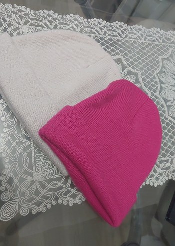 İkili Örgü Bere Seti - Pembe ve Pudra - Görsel 7