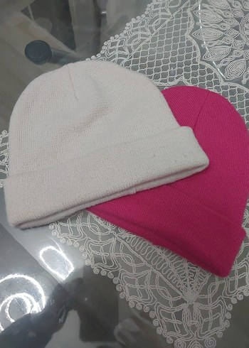 İkili Örgü Bere Seti - Pembe ve Pudra - Görsel 8