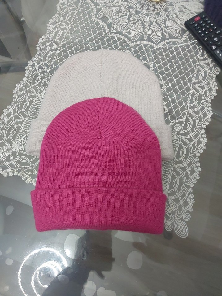 İkili Örgü Bere Seti - Pembe ve Pudra - Görsel 2