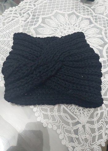 Siyah Örgü Kadın Bere ve Boyunluk - Görsel 2