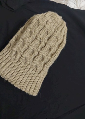 Bej Örgü Kadın Bere Renkli Ponponlu - Görsel 3