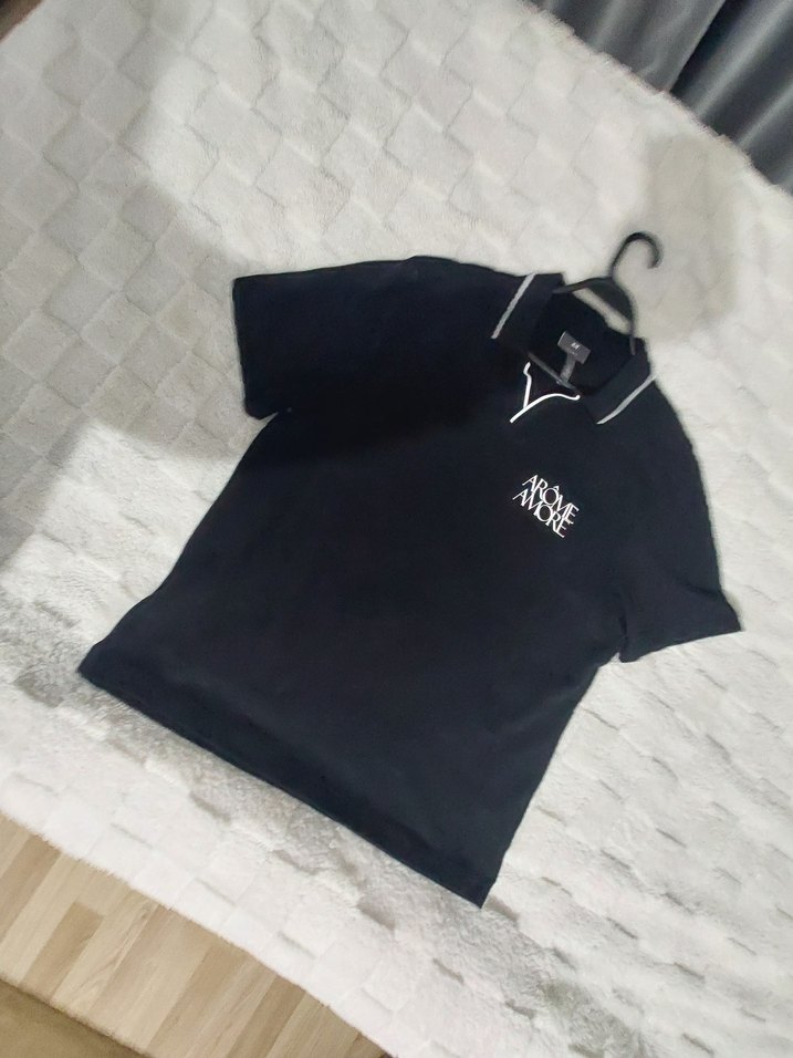 H&M Siyah Erkek Polo Yaka Tişört - Görsel 5