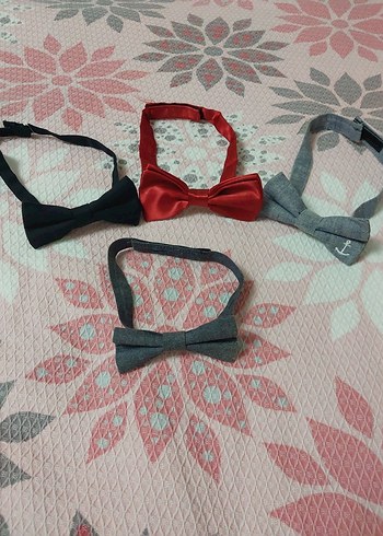 Çocuk Papyonu Kırmızı Siyah Gri - Görsel 5