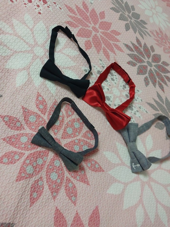 Çocuk Papyonu Kırmızı Siyah Gri - Görsel 4