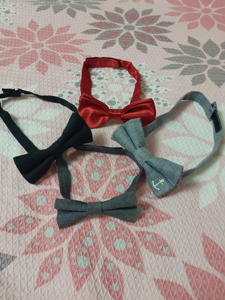 Çocuk Papyonu Kırmızı Siyah Gri - Görsel 3