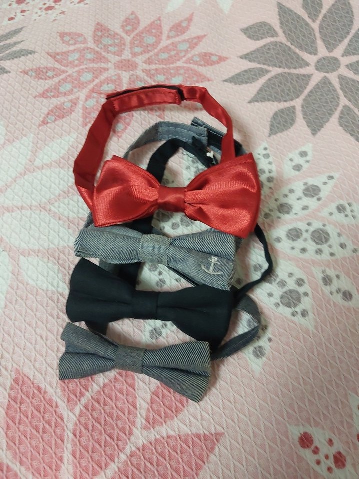 Çocuk Papyonu Kırmızı Siyah Gri - Görsel 2