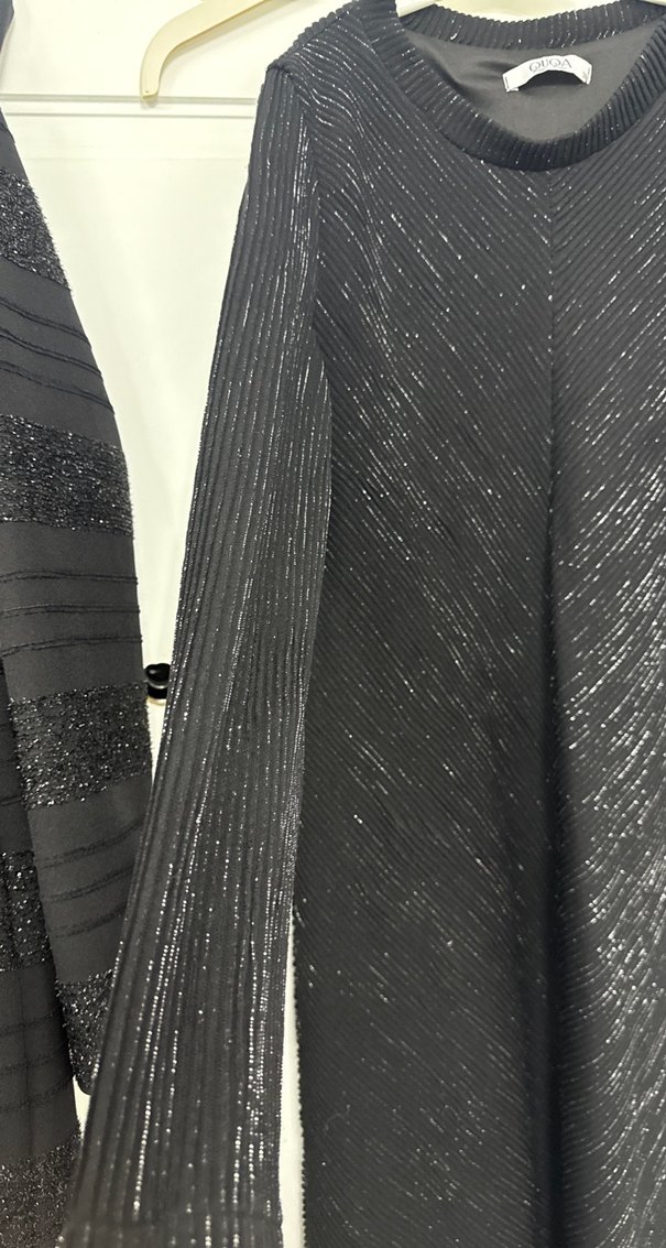 Siyah Uzun Kollu Siyah Elbise - Görsel 5