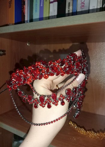 Kırmızı kına tacı saç aksesuarı - Görsel 2