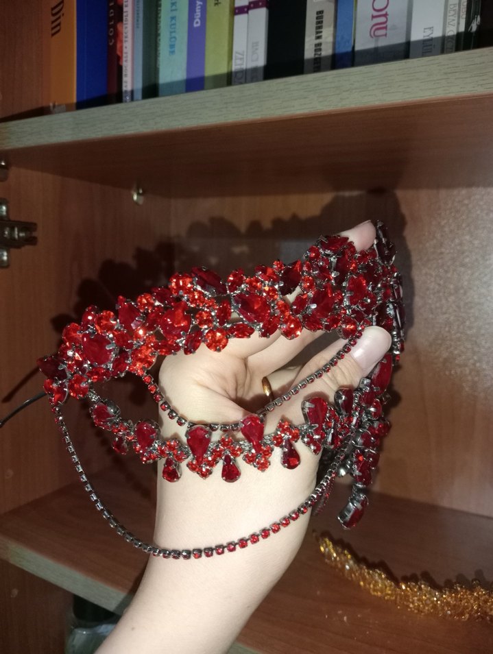 Kırmızı kına tacı saç aksesuarı - Görsel 2