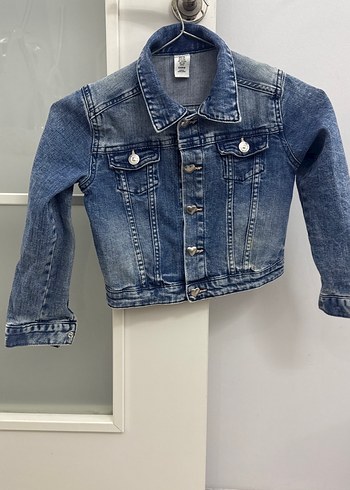 Kız Çocuk Parlak Mavi Denim Ceket - Görsel 4