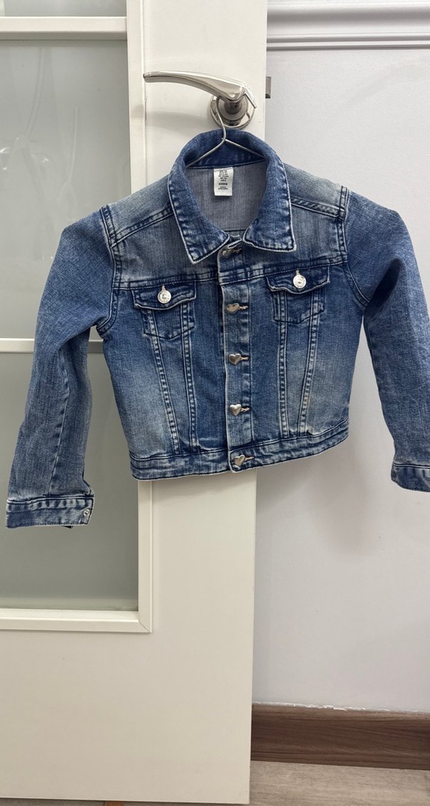Kız Çocuk Parlak Mavi Denim Ceket - Görsel 4