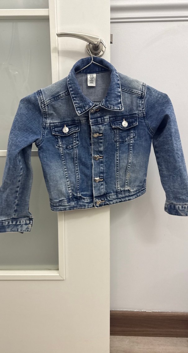 Kız Çocuk Parlak Mavi Denim Ceket - Görsel 3