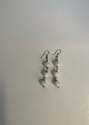 Beyaz Boncuklu Midi Kadın Küpe - Görsel 2