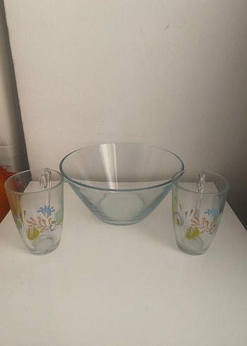 Lavdan büyük kase ve 2 adet kulplu bardak - Görsel 2
