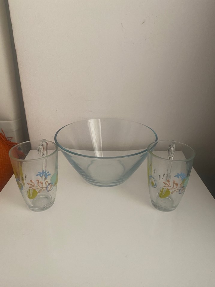 Lavdan büyük kase ve 2 adet kulplu bardak - Görsel 2