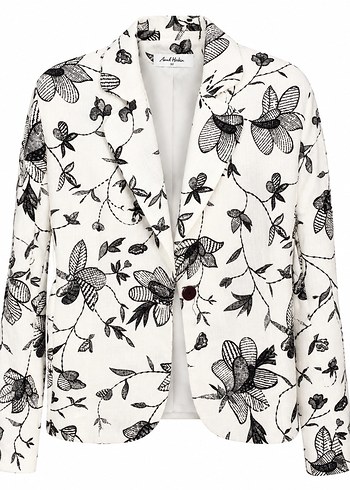 Zara Siyah Cicek Desenli Ekru Blazer Ceket