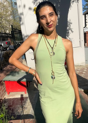 Zara Bohem Zincir Detaylı Uzun Altın Kolye