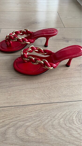 Jorbinol Kırmızı Topuklu Terlik - Görsel 3