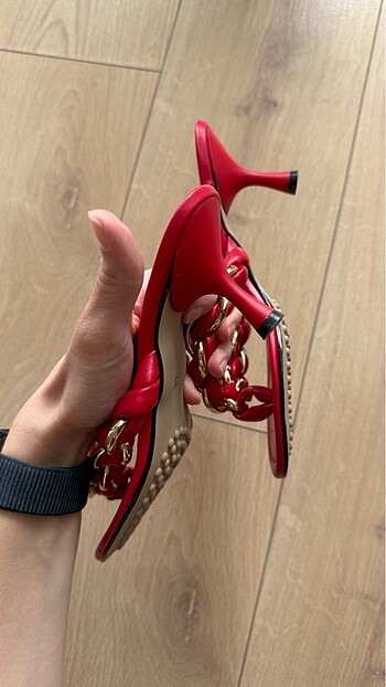 Jorbinol Kırmızı Topuklu Terlik - Görsel 6