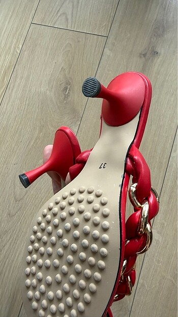 Jorbinol Kırmızı Topuklu Terlik - Görsel 7