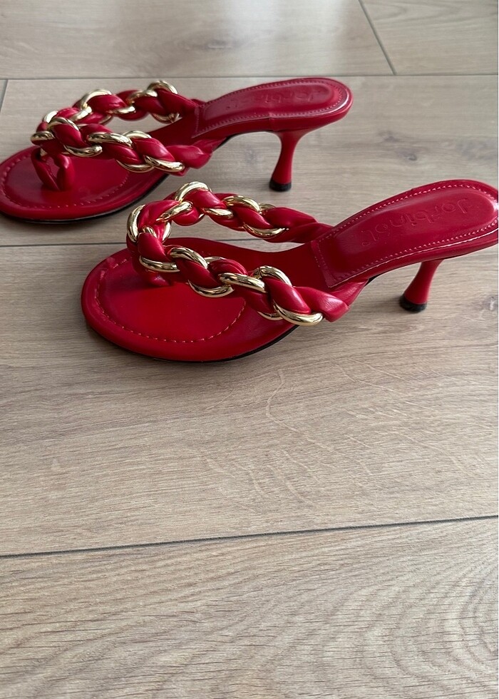 Jorbinol Kırmızı Topuklu Terlik - Görsel 3