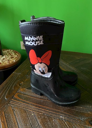 Kız Çocuk Siyah Minnie Mouse Tokalı Bot