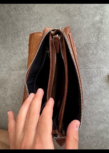 TABA RENGİ GERÇEK DERİ EL ÖANTASI - Görsel 2