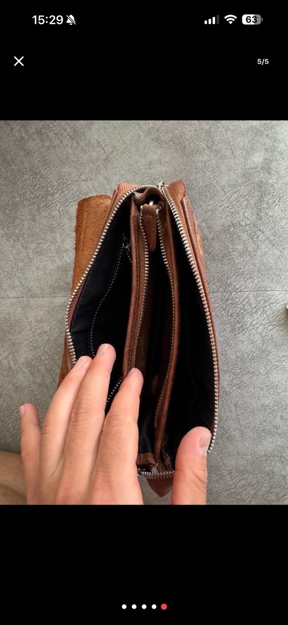 TABA RENGİ GERÇEK DERİ EL ÖANTASI - Görsel 2