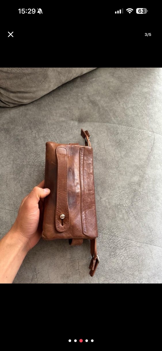 TABA RENGİ GERÇEK DERİ EL ÖANTASI - Görsel 5