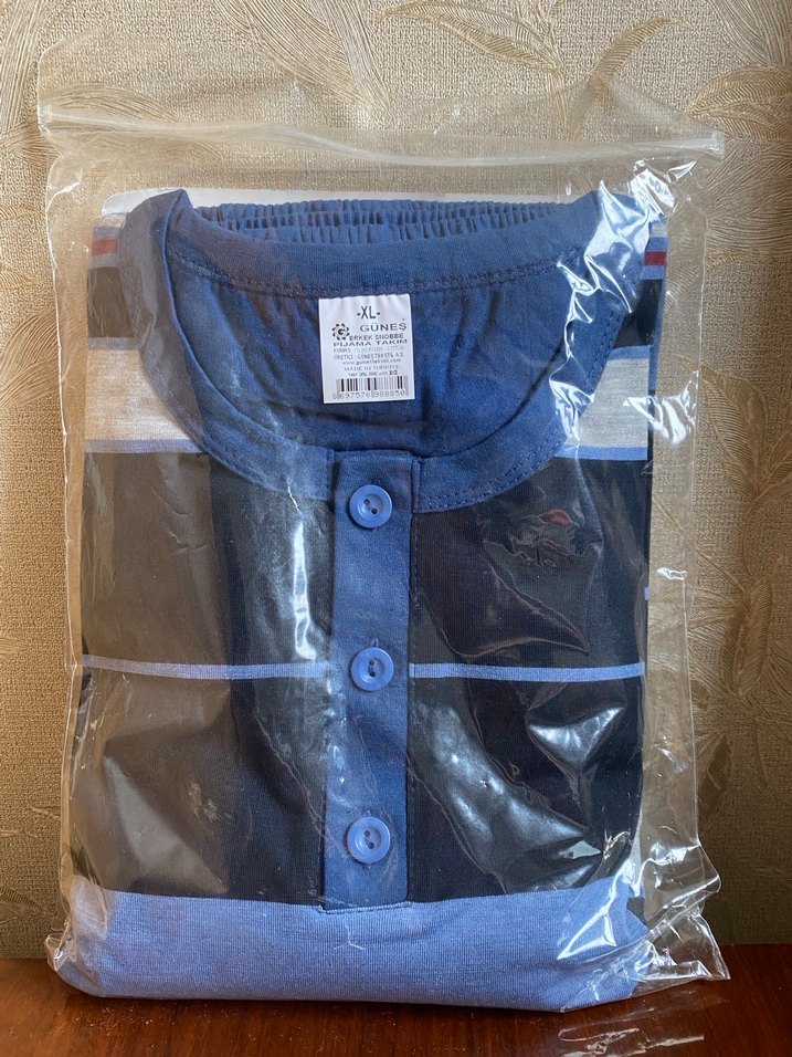 %100 PAMUKLU ERKEK PİJAMA TAKIMI 0 ETİKETLİ - Görsel 2