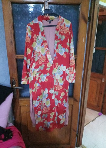 xl Beden kırmızı Renk Kırmızı Çiçekli Bohem Kadın Kimono